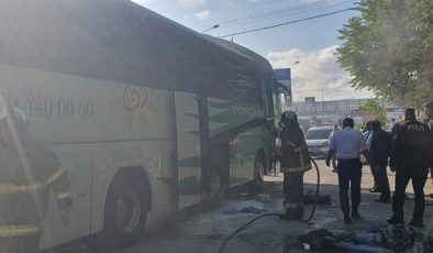 Balıkesir’de yolcu otobüsünde yangın