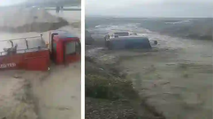 Ankara’da itfaiye aracı sele kapıldı