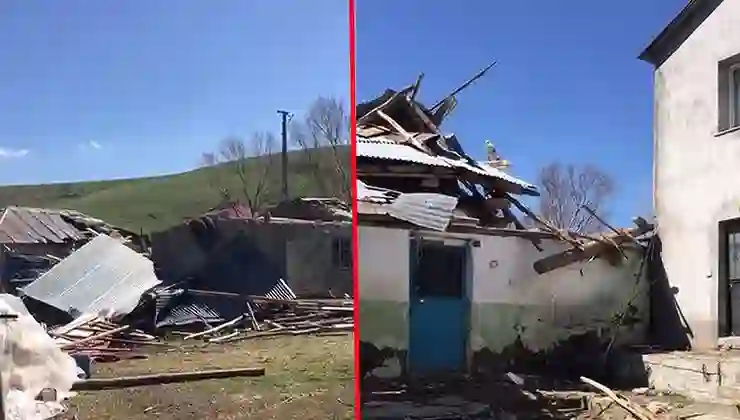 Erzurum’da hortum: Binaların çatıları uçtu