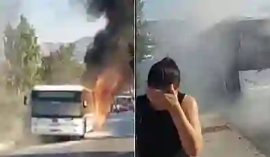 İzmir’de belediye otobüsü alev alev yandı