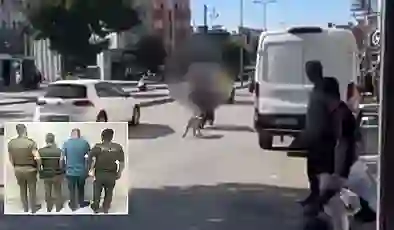Motosikletin arkasına bağladıkları köpeği sürükleyerek götürdüler