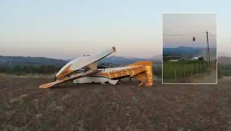 Orman yangınına müdahale eden uçak zorunlu iniş yaparken düştü