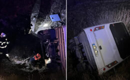Madenci servisi uçuruma yuvarlandı: 15 yaralı