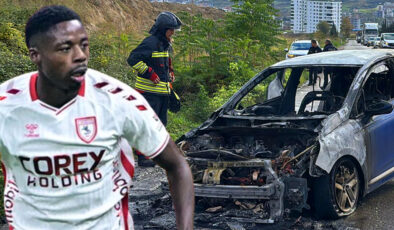 Samsunspor’un yıldızı ölümden döndü! Arabası seyir halindeyken alev aldı