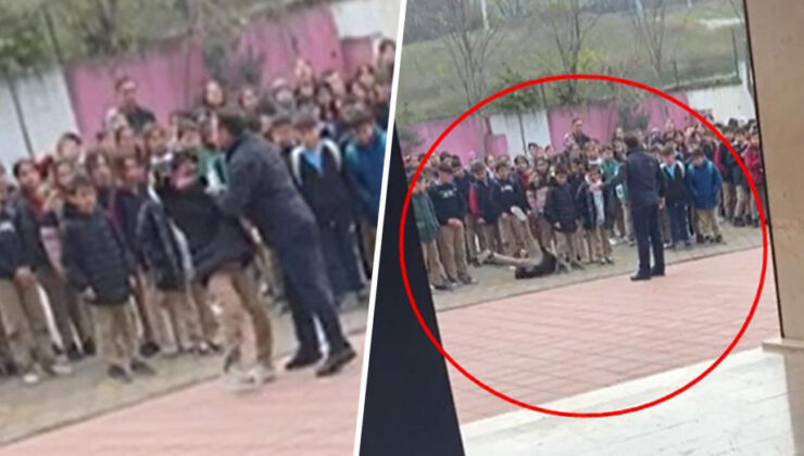 Okul müdürü öğrenciyi yakasından tutup yere savurdu